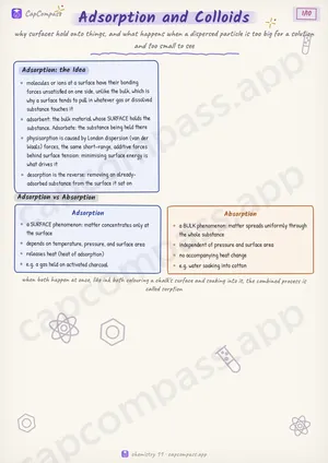 Adsorption and Colloids revision notes, page 1 of 10