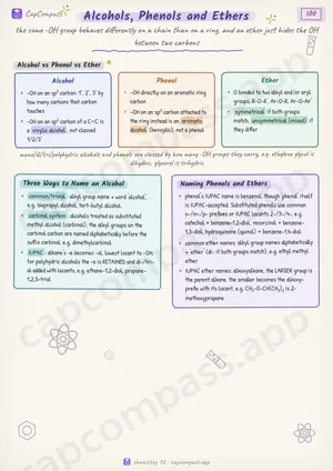 Alcohols, Phenols and Ethers revision notes, page 1 of 10
