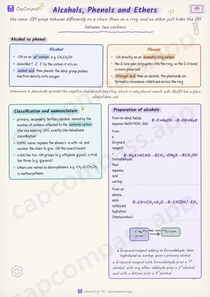 Alcohols, Phenols and Ethers revision notes, page 1 of 4