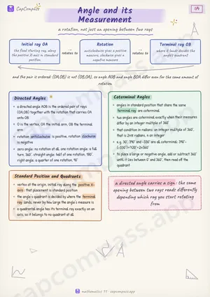 Angle and its Measurement revision notes, page 1 of 4