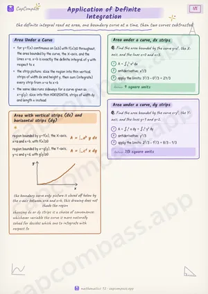 Application of Definite Integration revision notes, page 1 of 5