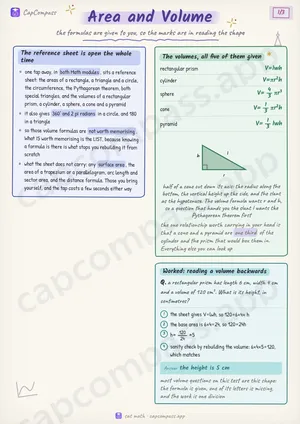 Area and Volume revision notes, page 1 of 3