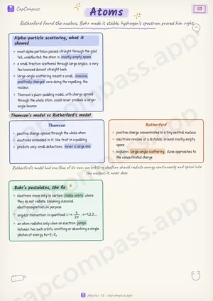Atoms revision notes, page 1 of 3