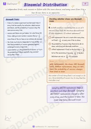Binomial Distribution revision notes, page 1 of 6