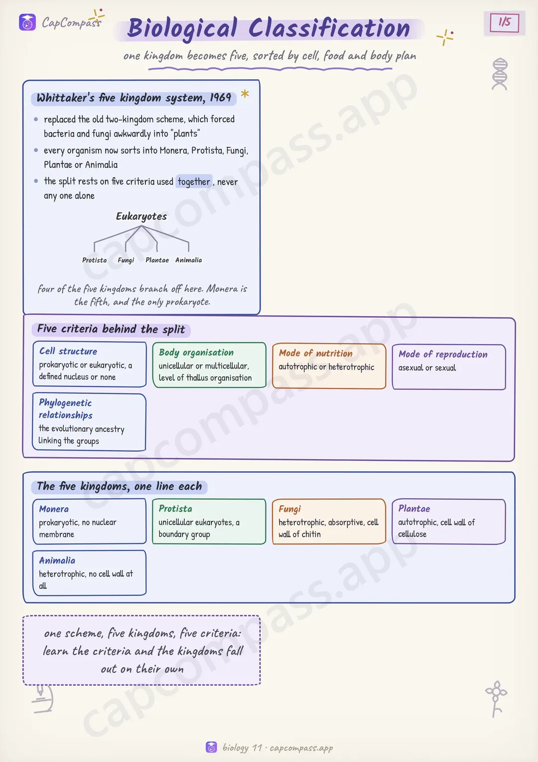 Biological Classification revision notes, page 1 of 5