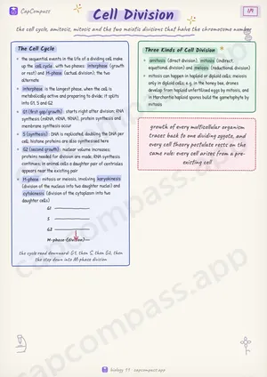 Cell Division revision notes, page 1 of 9