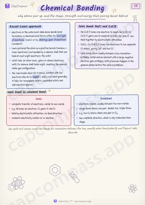 Chemical Bonding revision notes, page 1 of 8