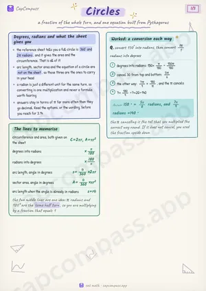 Circles revision notes, page 1 of 3