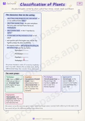 Classification of Plants revision notes, page 1 of 3