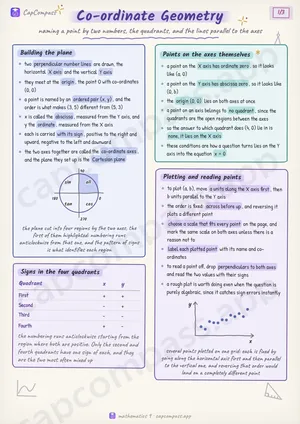Co-ordinate Geometry revision notes, page 1 of 3