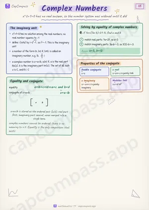 Complex Numbers revision notes, page 1 of 5
