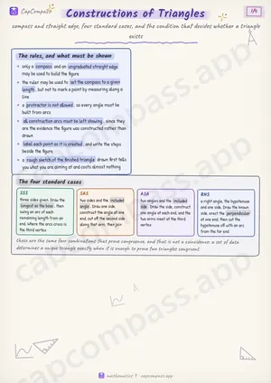 Constructions of Triangles revision notes, page 1 of 4