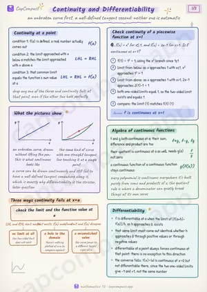 Continuity and Differentiability revision notes, page 1 of 3