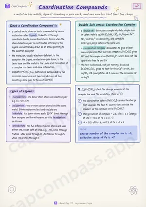 Coordination Compounds revision notes, page 1 of 7
