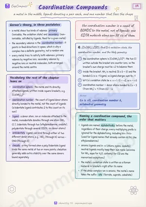 Coordination Compounds revision notes, page 1 of 4