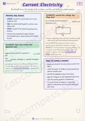 Current Electricity revision notes, page 1 of 6