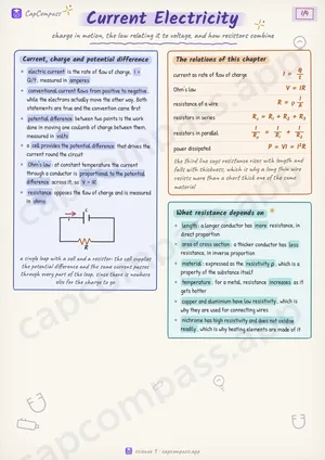 Current Electricity revision notes, page 1 of 4