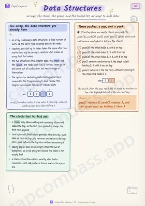 Data Structures revision notes, page 1 of 3