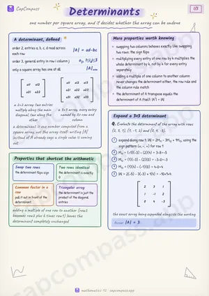 Determinants revision notes, page 1 of 3