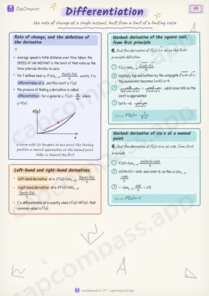 Differentiation revision notes, page 1 of 4
