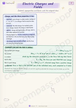 Electric Charges and Fields revision notes, page 1 of 5