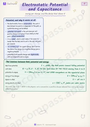 Electrostatic Potential and Capacitance revision notes, page 1 of 5