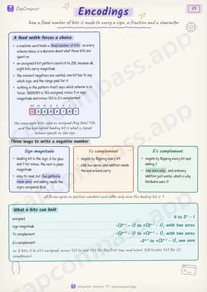 Encodings revision notes, page 1 of 3
