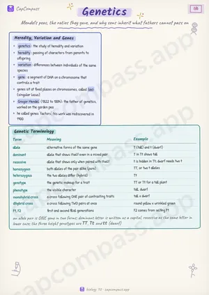Genetics revision notes, page 1 of 6