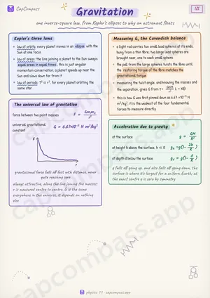 Gravitation revision notes, page 1 of 5