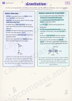 Gravitation revision notes, page 1 of 4