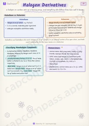 Halogen Derivatives revision notes, page 1 of 9