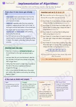 Implementation of Algorithms revision notes, page 1 of 3