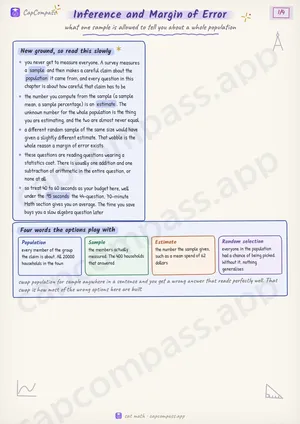 Inference and Margin of Error revision notes, page 1 of 4