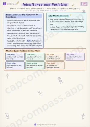 Inheritance and Variation revision notes, page 1 of 10