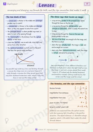 Lenses revision notes, page 1 of 3
