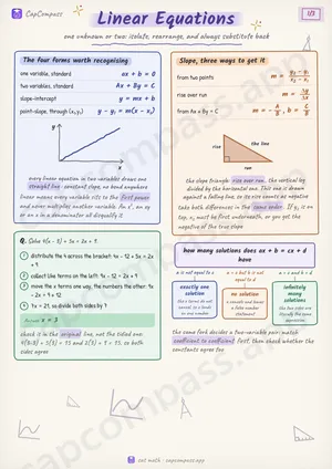 Linear Equations revision notes, page 1 of 3