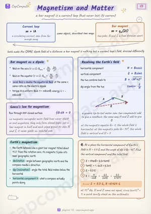 Magnetism and Matter revision notes, page 1 of 3