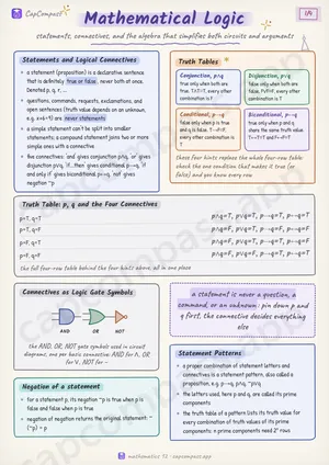 Mathematical Logic revision notes, page 1 of 4