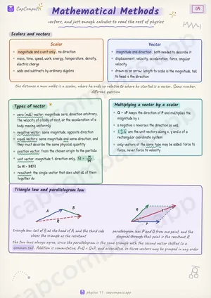 Mathematical Methods revision notes, page 1 of 4