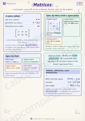 Matrices revision notes, page 1 of 3