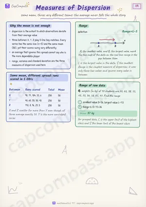 Measures of Dispersion revision notes, page 1 of 4