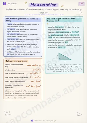 Mensuration revision notes, page 1 of 4