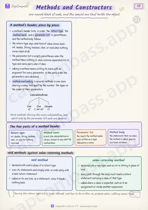 Methods and Constructors revision notes, page 1 of 3