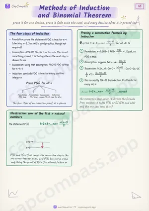 Methods of Induction and Binomial Theorem revision notes, page 1 of 5