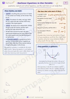 Nonlinear Equations in One Variable revision notes, page 1 of 4