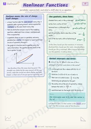 Nonlinear Functions revision notes, page 1 of 3