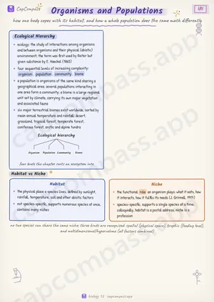 Organisms and Populations revision notes, page 1 of 11