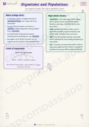 Organisms and Populations revision notes, page 1 of 5