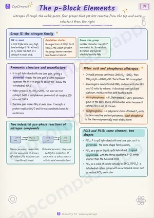 The p-Block Elements revision notes, page 1 of 4
