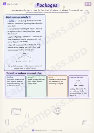 Packages revision notes, page 1 of 3